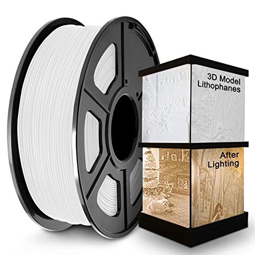 SUNLU PLA 3D Printer Filament PLA Filament 1.75mm, Neatly Wound PLA 3D Printing Filament, Dimensional Accuracy +/- 0.02 mm, Fit Most FDM 3D Printer, 1kg Spool (2.2lbs), Good for Lithophane, PLA White