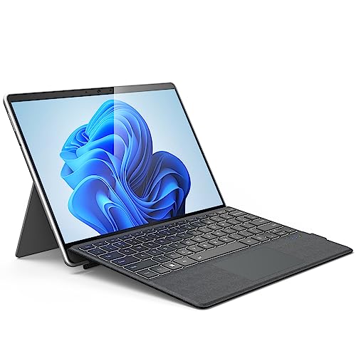 Surface Pro Keyboard, Ultra-Slim Portable Bluetooth Wireless Keyboard with Touchpad for Surface Pro 8/9/X, 7 Colors Backlit Microsoft Surface Type Cover with Pencil Holder, Rechargeable Battery