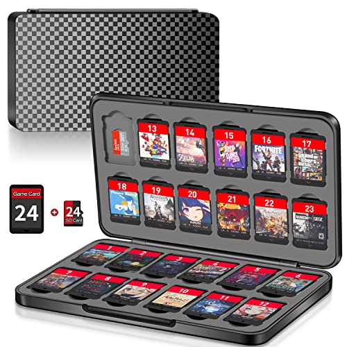Switch Game Case Holder with 24 Cartridge Slots and 24 Micro SD Card Storage