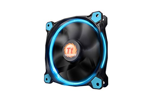 Thermaltake Riing 12 Series Blue High Static Pressure 120mm Circular LED Ring Case/Radiator Fan with Anti-Vibration Mounting System Cooling CL-F038-PL12BU-A