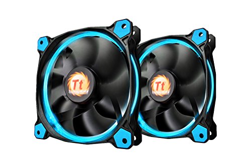 Thermaltake RIING 140mm Blue LED Ultra Quiet High Airflow Computer Case Fan, Twin Pack CL-F048-PL14BU-A