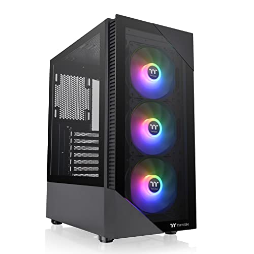 Thermaltake View 200 TG ARGB Motherboard Sync ATX Tempered Glass Mid Tower Computer Case with 3x120mm Front ARGB Fan, CA-1X3-00M1WN-00