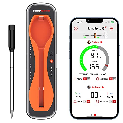 BFOUR Wireless Meat Thermometer with 2 Meat Probes, 328FT Smart Wireless  Bluetooth Meat Thermometer with LCD Screen Booster, Meat Thermometer for
