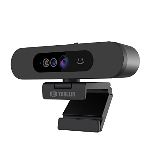 TOALLIN 1080P Full HD Webcam for Windows Hello Face Login, IR Facial Recognition Camera, Windows Hello Compatible Webcam with Microphone, Computer Camera, Wide Angle View USB Webcam with Privacy Cover