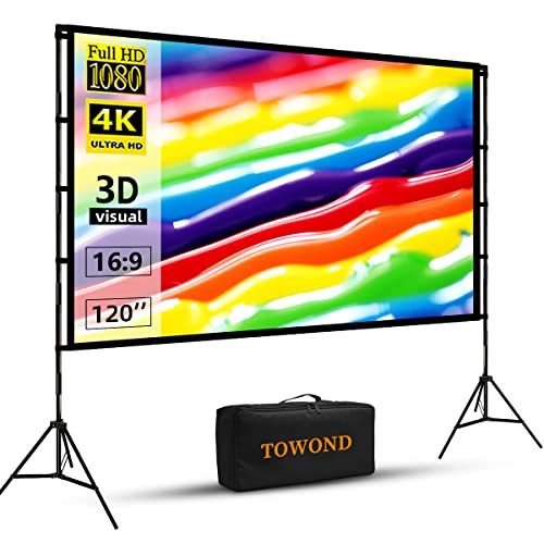 Towond 120 inch Portable Projector Screen with Stand