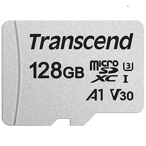 Transcend 128GB MicroSDXC UHS-I Class 10 U3 V30 A1 Memory Card with Adapter (TS128GUSD300S-A)