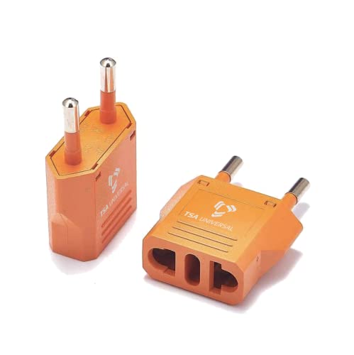 Travel Power Adapter for Spain (2-Pack, Orange)