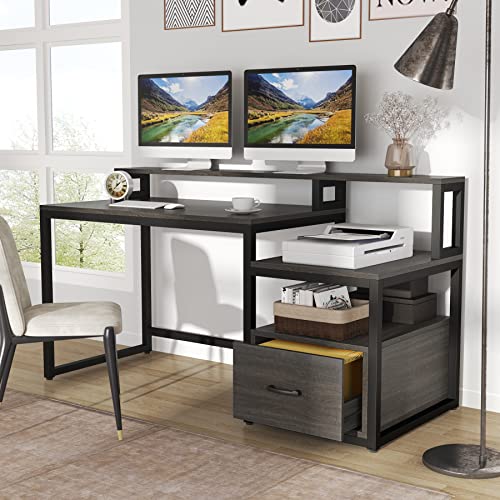 Tribesigns 60 inch Computer Desk with Storage Shelves