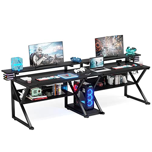 Tribesigns Double Gaming Desk with Monitor Stand Riser