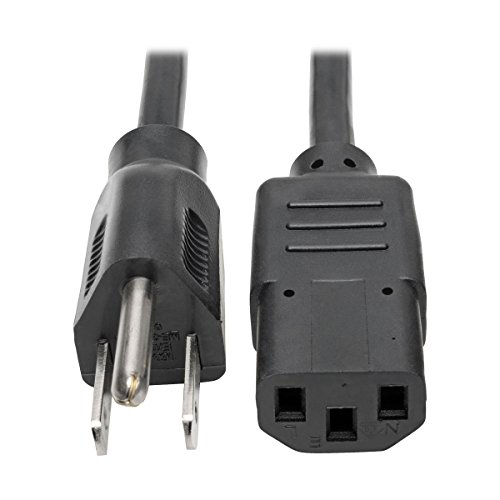 Tripp Lite Standard Computer Power Cord 10A,18AWG (NEMA 5-15P to IEC-320-C13) 1-ft.(P006-001) Black