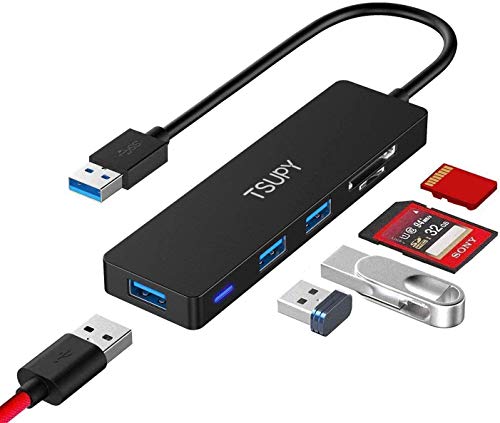 Yottamaster USB 3.0 Hub 5 Ports,USB Hub 5V/2A, Type C to USB 3.2 Gen1 Data  Hub with 3USB-A & SD/TF Card Reader for Laptop, Mobile HDD, and More(1.6ft)
