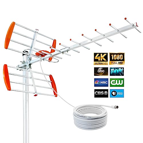 TV Antenna Outdoor 120 Miles Range Support 4K 1080P Channel Reception for Digital HDTV Antenna, High Gain UHF/VHF Digital Signal - Attic or Roof Mount Antenna (Not Included Mounting Pole)
