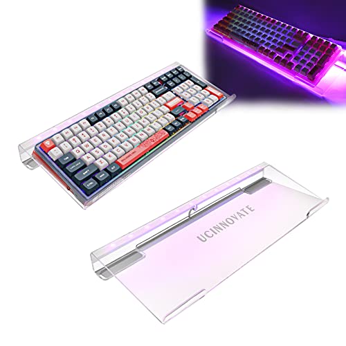 UCINNOVATE RGB Acrylic Computer Keyboard Stand, LED Backlit Keyboard Stand Tray, Gaming Keyboard USB Interface Titled Keyboard Stand for Easy Ergonomic Typing and Working Office Desk, Home, School