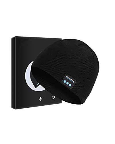 Unisex Wireless Beanie Hat with Exquisite Packaging Wireless Winter Knit Hats Cap(Black)