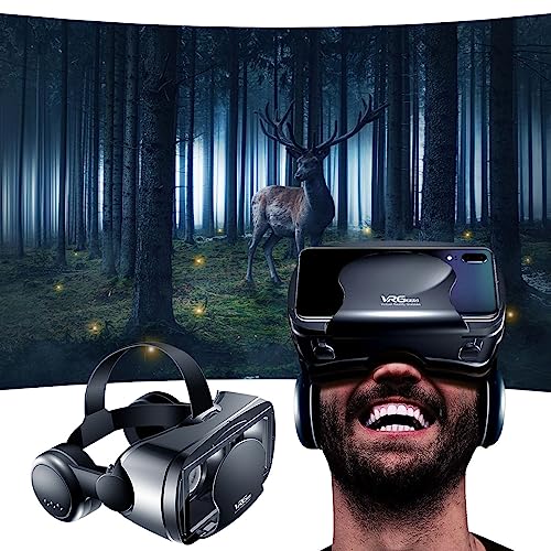 VR Headset, Virtual Reality Headset w/Controller & Headphones for Kid Adult  Play 3D Game Movie, Universal VR Set Glasses Goggle Bundle for PC Android