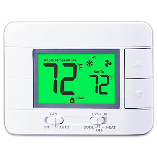Upgraded Multi-Stage Non-Programmable Thermostats for Home 2 Heat/2 Cool, with Temperature & Humidity Monitor and Large Green LCD