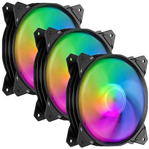 upHere 120mm PWM Rainbow LED Case Fan 3-Pack