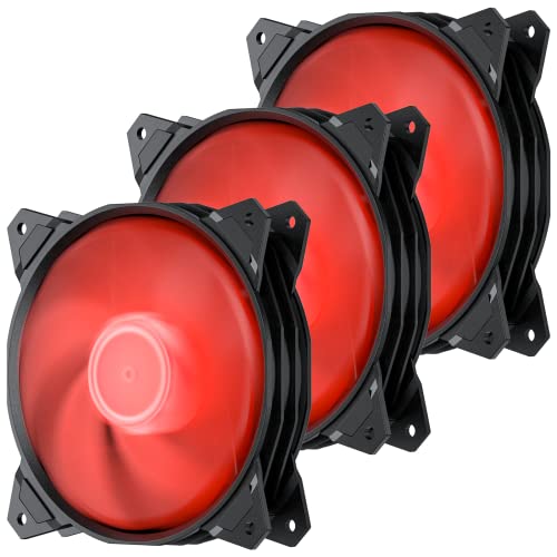 upHere 120mm Red LED Case Fan 3-Pack
