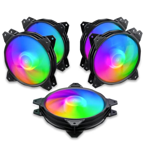 upHere 120mm Silent RGB Case Fan - Colorful Computer Cooling Fans,5-Pack
