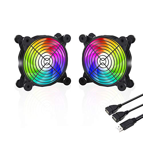 upHere U1206 USB Fan Dual-ball bearings Rainbow LED Silent 120mm Fan