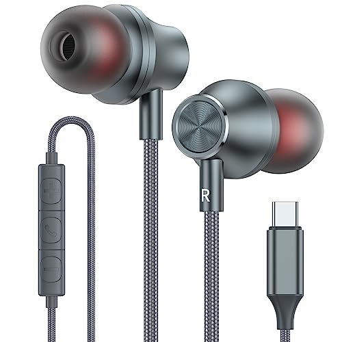 USB C Headphones,USB Type C Earphones Wired Earbuds Magnetic Noise Canceling in-Ear Headset with Microphone for iPad Pro, Samsung Galaxy S23 S22 S21 S20 Ultra, Note 10 20, A53 A54, Pixel 7 6a Oneplus