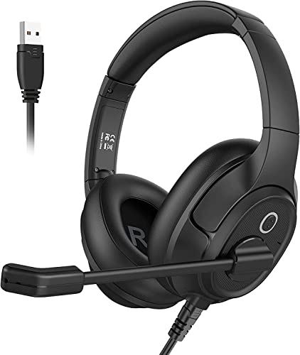 USB Computer Headset with Noise Cancelling Mic & Busylight
