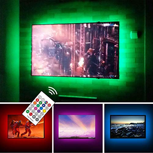 USB Powered LED Strip Lights TV Backlights Kit for 50 to 55 Inch TV - Sony LG Samsung Monitor Smart TV Wall Mount Stand Work Space Color Changing LED Background Ambient Lighting