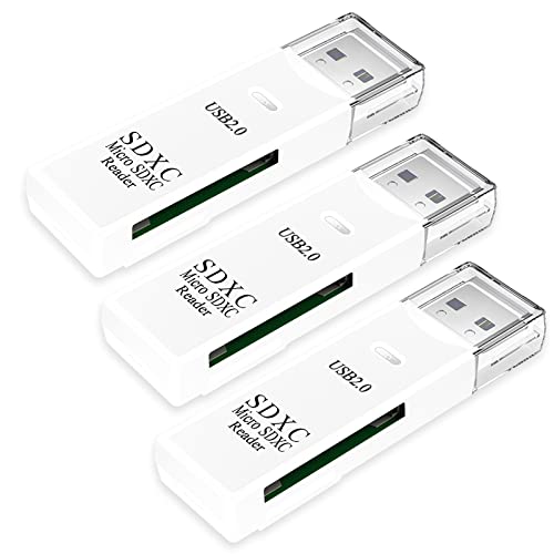 USB SD Card Reader for PC, Micro SD Card to USB Adapter, Card Reader for Camera Memory Card Reader, Wansurs Card Reader for Laptop (3 Pack USB2.0 White)
