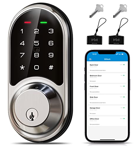 Veise Smart Lock - Keyless Entry Door Lock with App Control - Easy Install, Satin Nickel