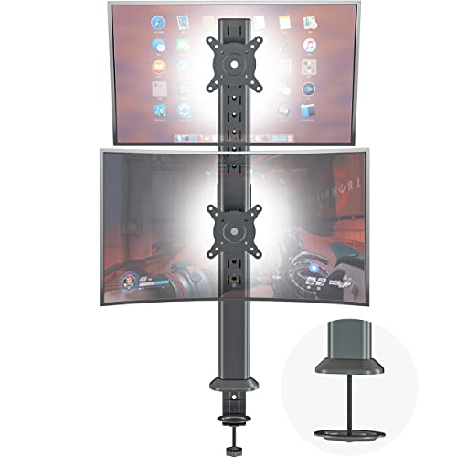 Vertical Stack Screen Desk Mount for Two 13-34 Inch Monitors