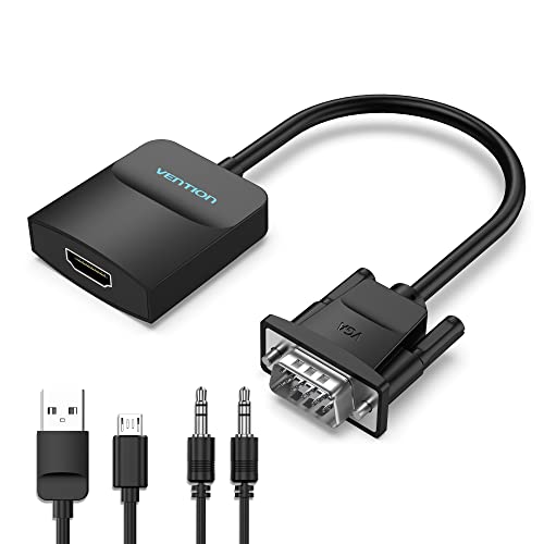 VGA to HDMI Adapter-1080P Video Dongle Adaptador VGA Converter with Audio Cable (0.5FT), Male to Female for PC, Laptop Monitor HDTV