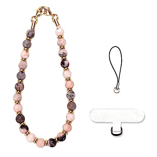 VICHUNHO Marble Beaded Phone Wrist Strap, Detachable Cellphone Lanyard with Tether Tab, Hands-Free Wristlet Bracelet