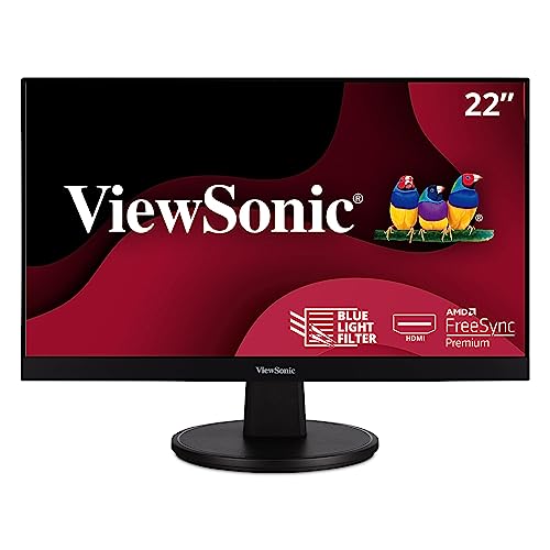 ViewSonic VA2247-MH 22 Inch Full HD 1080p Monitor with Ultra-Thin Bezel, AMD FreeSync, 75 Hz, Eye Care, HDMI, VGA Inputs for Home and Office, Black