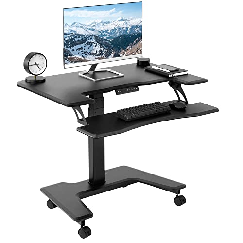 VIVO Black Electric Mobile Height Adjustable Desk