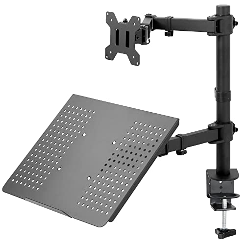 VIVO Black Fully Adjustable 13 to 32 inch Single Computer Monitor and Laptop Desk Mount Combo, Stand with Grommet Option, Fits up to 17 inch Laptops STAND-V002C