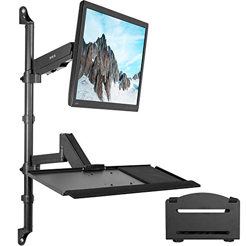 VIVO Black Sit-Stand Wall Mount for 1 Screen up to 32 inches