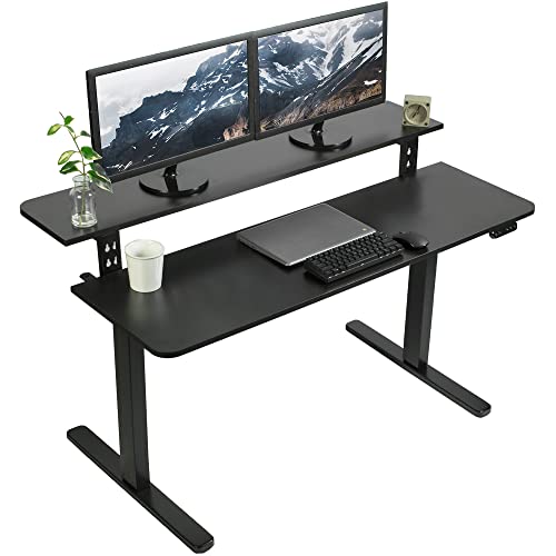 VIVO Electric 2 Tier Height Adjustable Desk