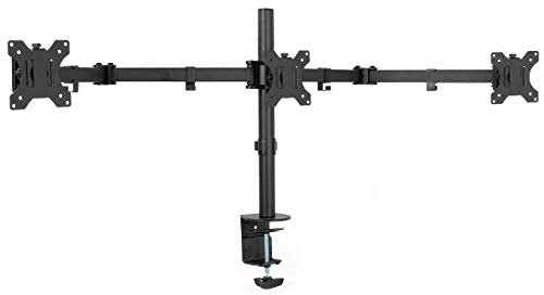 VIVO Triple Monitor Adjustable Desk Mount, Articulating Tri Stand, Holds 3 Screens up to 24 inches, Black, STAND-V003Y