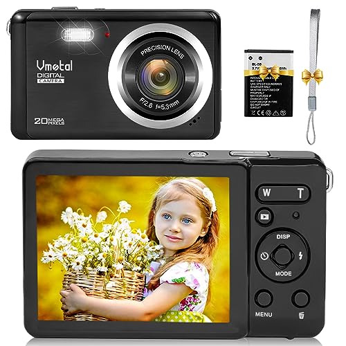 Vmotal Digital Camera for Kids,Boys and Girls,FHD 1080P 20MP Compact Point and Shoot Vlogging Camera for Kids Teens Students Beginners Seniors(Black)