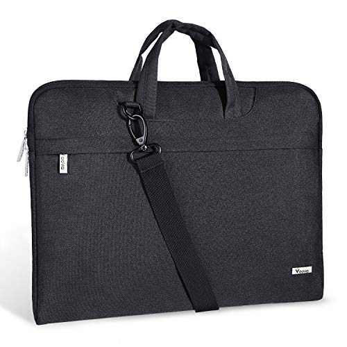 Voova Laptop Bag 17 17.3 inch Water-resistant Laptop Sleeve Case with Shoulder Straps & Handle/Notebook Computer Case Briefcase Compatible with MacBook Pro/New Razer Blade Pro 17 / Acer/Asus/Hp,Black