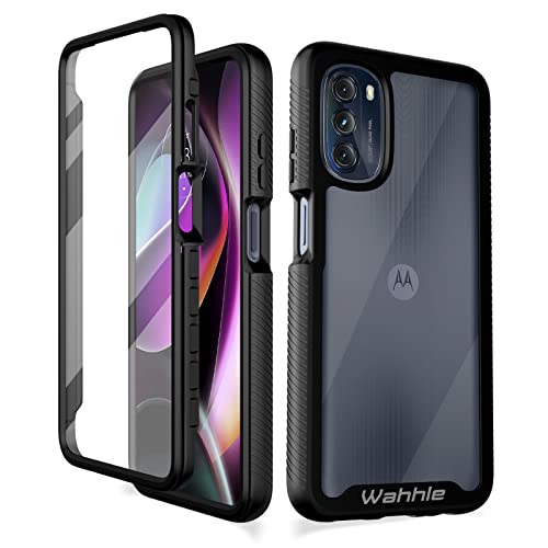wahhle for Moto G 5G 2022 Case, Built in Screen Protector Full Body Shockproof Slim Fit Bumper Protective Phone Cover for Motorola G 5G 2022-Black/Clear
