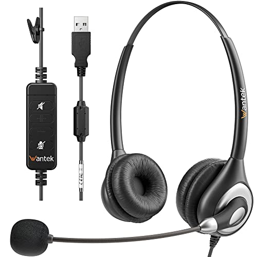 Wantek Corded USB Headset with Microphone