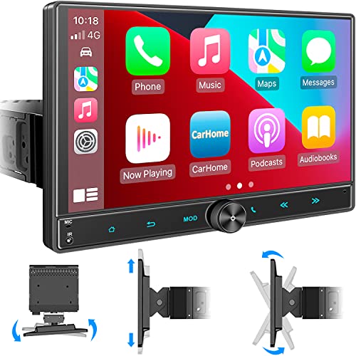 Westods Detachable and Adjustable 10.5" HD IPS Large Screen Single Din Car Stereo - CarPlay, Android Auto, Steering Wheel, Bluetooth, Subw, Mirror Link, FM/AM Car Radio, Backup Camera, USB/SD/AUX