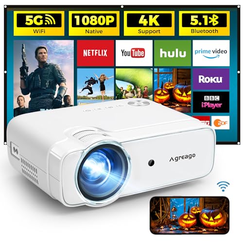  4K Daylight Projector Auto Focus Keystone, 1200ANSI Bright  Smart Video Projector with 5G WiFi Bluetooth Android TV Wireless  Home/Outdoor Projector HDR for Gaming,  Netflix Prime Video Support  : Electronics