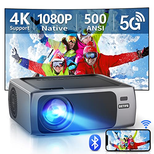 Outdoor Projector 4K with WiFi and Bluetooth: 500 ANSI Native 1080P  Projector, 4D/4P Keystone 450'' & 50% Zoom Sovboi Portable Video Projector