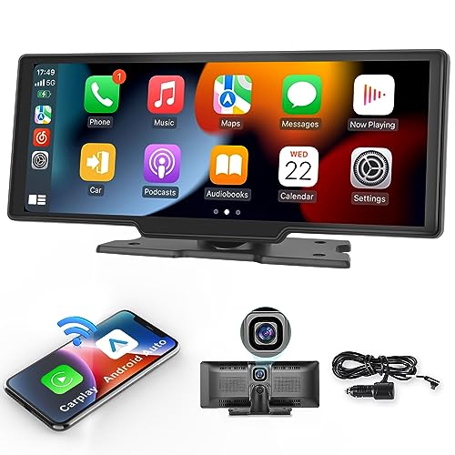 Wireless Carplay Stereo with Dash Cam, 9.3" HD Screen, Android Auto, Bluetooth