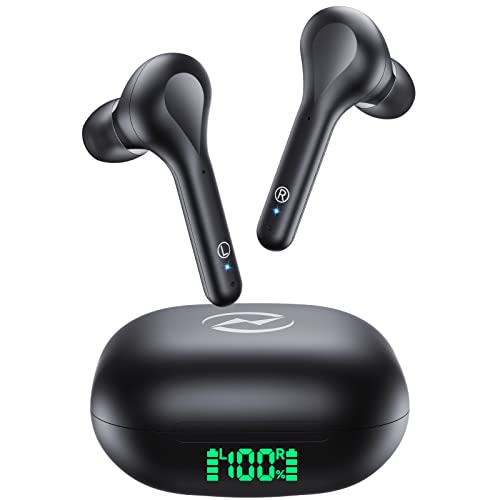 Wireless Earbuds Noise Cancelling 4 Mic Clear Call Bluetooth Headphones Wireless Charging Case LED Display Lightweight Stereo Earphones in Ear Buds 32H Playtime for iPhone Android Cell Phones Sport TV