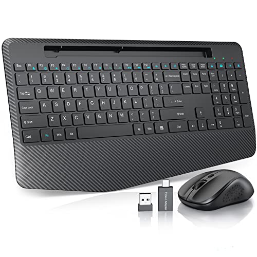 Wireless Keyboard and Mouse Combo with Wrist Rest