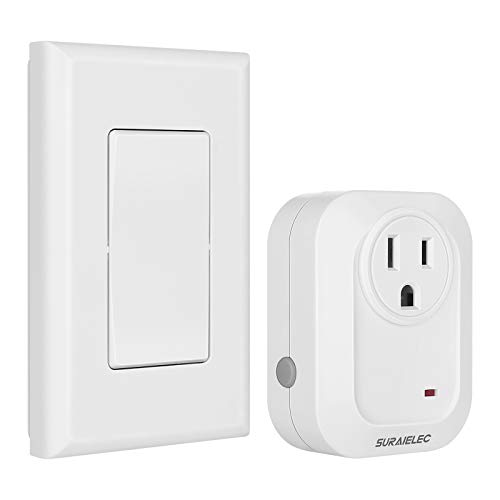Thinkbee Wireless Light Switch and Receiver Kit, Mini Remote Control Switch with Wall Plate for Ceiling Lights, Lamps, Lighting