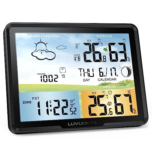 Dreamsky Weather Station Wireless Indoor Outdoor Thermometer Humidity - Large Display Digital Atomic Weather Clock for Home, Support Multiple